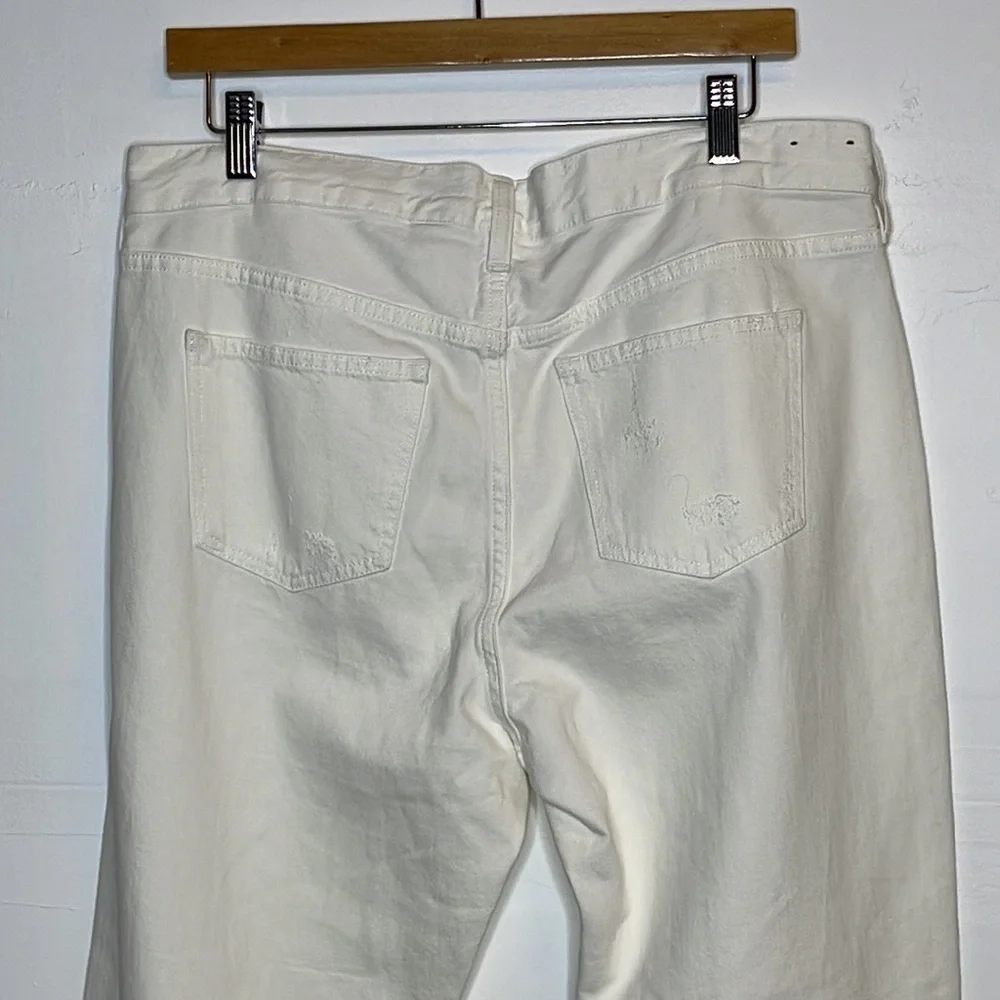 J. Crew White Distressed Straight Jeans